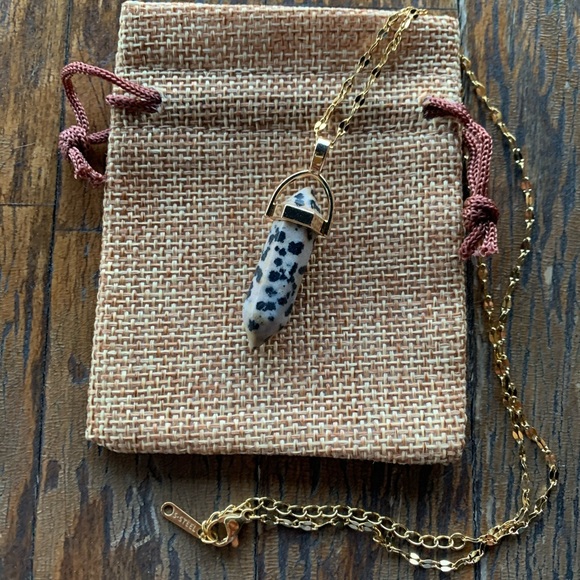 Dalmatian Jasper Point Pendant Dalmatian Jasper Necklace Minimalist Necklace - Picture 1 of 4